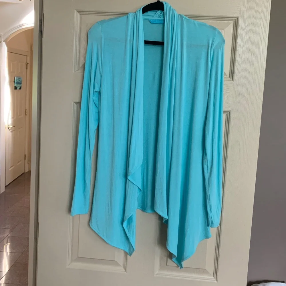 Tori Richard Aqua Blue Open Front Cardigan sz M